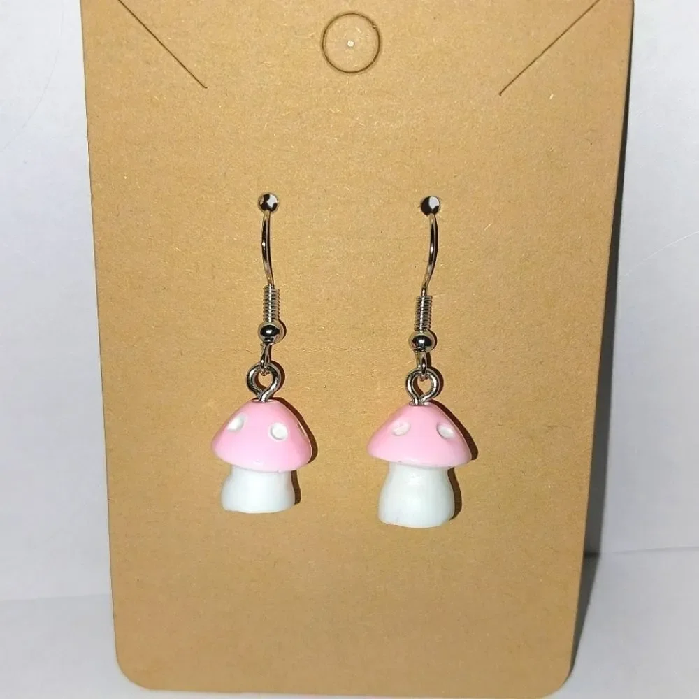 Hand crafted mushroom dingle earrings